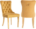 2 Piece Contemporary Velvet Upholstered Dining Chair with Chrome Stainless Steel Plating Legs, Nail Head Decro, Armless Tufted Dining Chair Fabric Dining Room Chair (Gold, Set of 2)