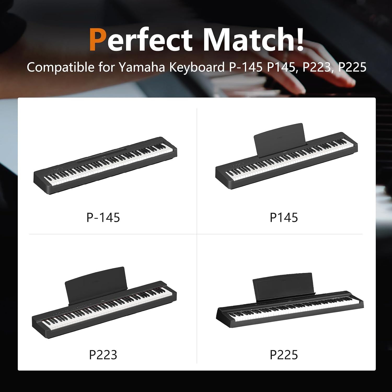 L100B Keyboard Stand Compatible for Yamaha Keyboard P143B, P145, P223, P225 (Only), Wooden, Black