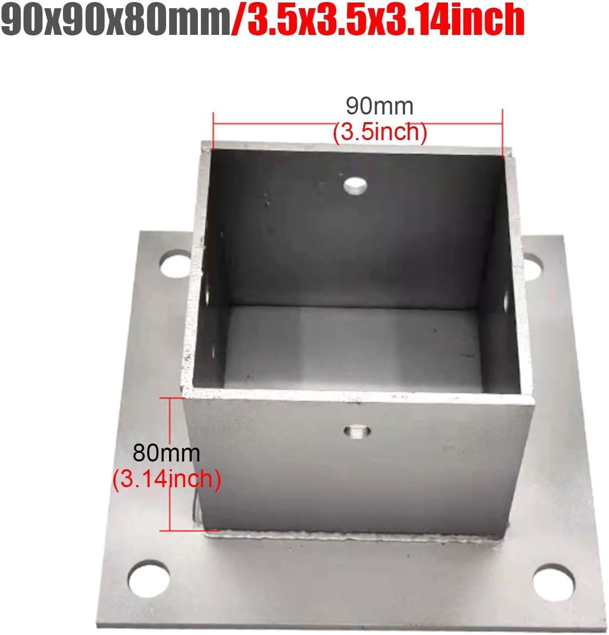 2 Pack Wood Fence Post Anchor Base with Metal Bolt Down Bracket, 90x90 mm (3.5x3.5 in), Ideal for Concrete, Deck, Pergola, Mailbox - Complete Installation Kit Included