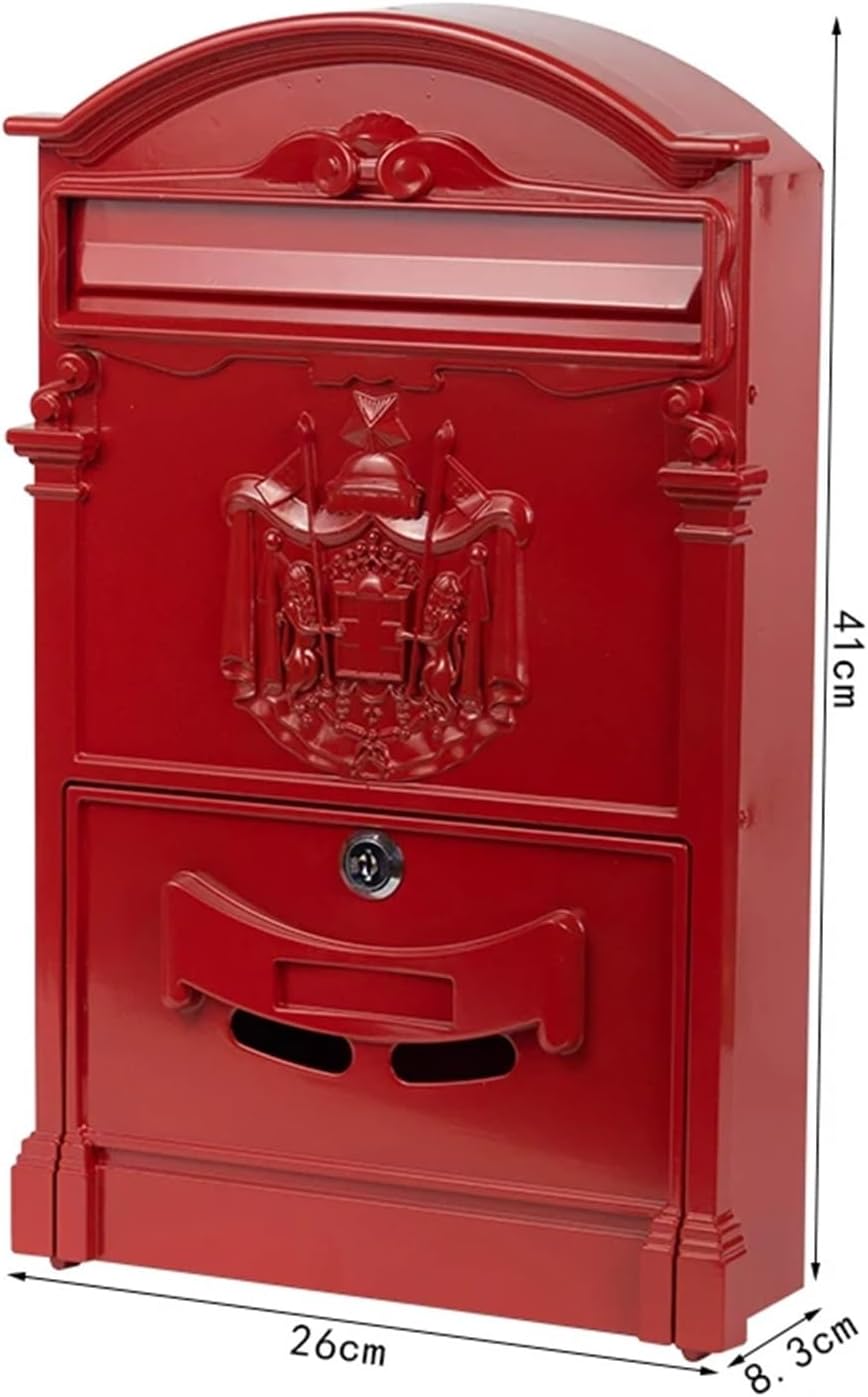 letterbox Wall Mount Locking Vintage Lockable Metal Mailboxe Large Capacity Postbox Security Mail Box for Receiving Mail