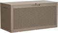 Devoko 95 Gallon Deck Box Large Resin Outdoor Storage Box, Waterproof and UV Resistant Lockable for Outdoor and Patio, Large Storage Cabinet for Patio Furniture, Tools and Pool Supplies, Light Brown