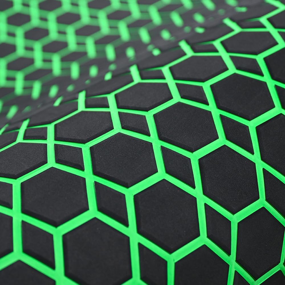 98.4'X43.31' Diamonds and Hexagons EVA Self-Adhesive Boat Flooring and Decorative Fish for Yacht Pool Boat Flooring Sheet Thick Non-Skid mat (Black and Green, 98.4'X43.31')