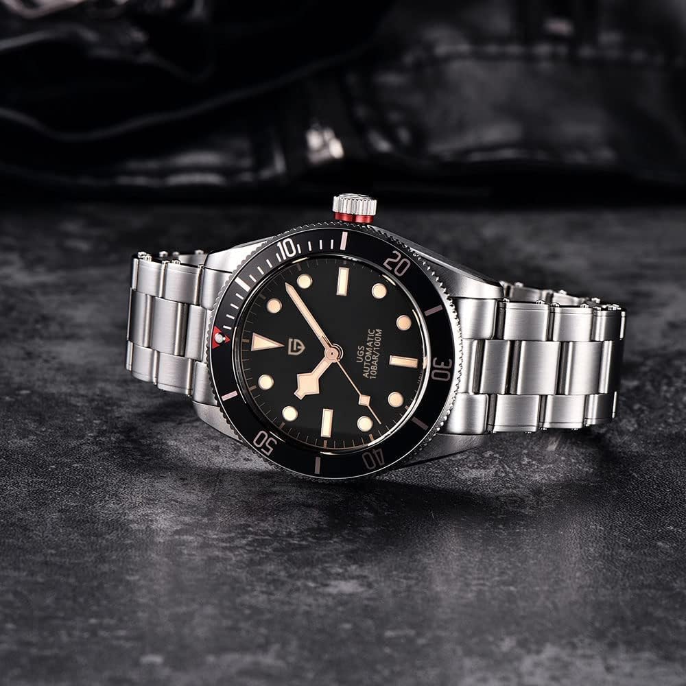 HaiQin Pagani Design 1671 V2 Classic Men's Automatic Watches Japanese NH35A Self-Winding Movement 100M Waterproof Mechanical Watch, Stainless Steel Aluminum Bezel Fashion Business Luminous Watch Date