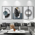 QKF Large Glossy Canvas Abstract Geometric Wall Art Dark Graphics Modern Home Living Room Bedroom Wall Decor Painting Poster Printing Artwork 20 'X 28'