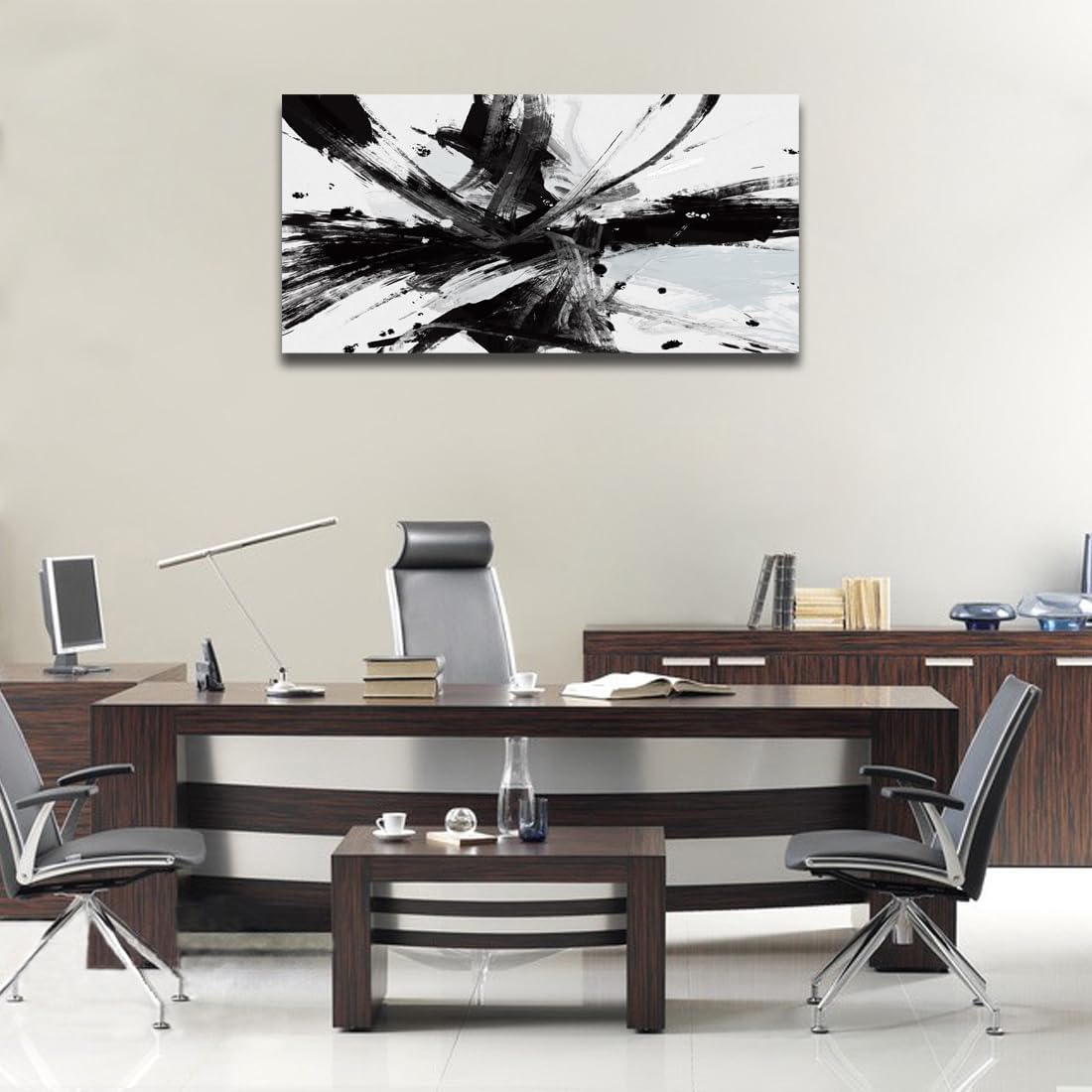 RUIFENGL Black and White Abstract Canvas Prints Wall Art for Office Wall Decor Black & White Graffiti Modern Paintings Artwork Pictures for Living Room Home Decoration Ready to Hang 30'x 60' Xlarge