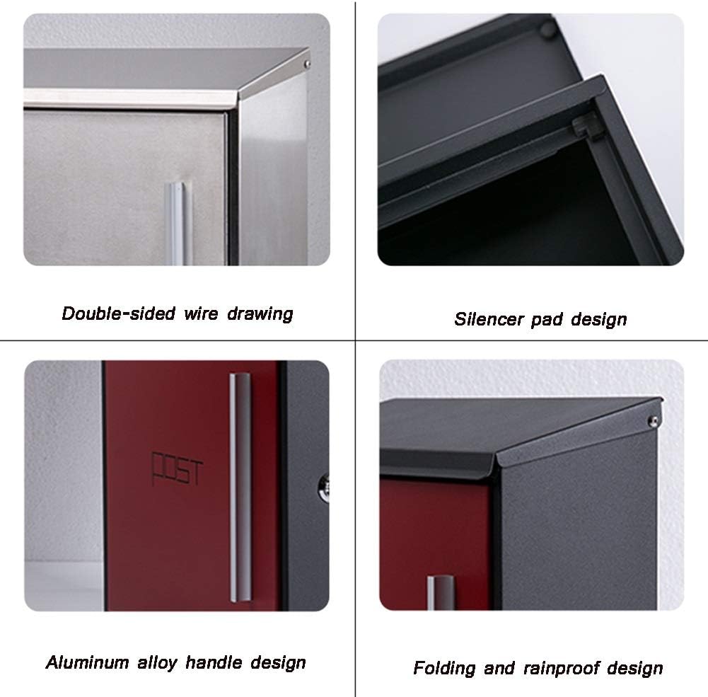 Letterboxes Letterbox Wall Mounted Outdoor Postbox Mailbox with Cover - Slim Line & Lockable Anthracite Post Boxes (B) (D)