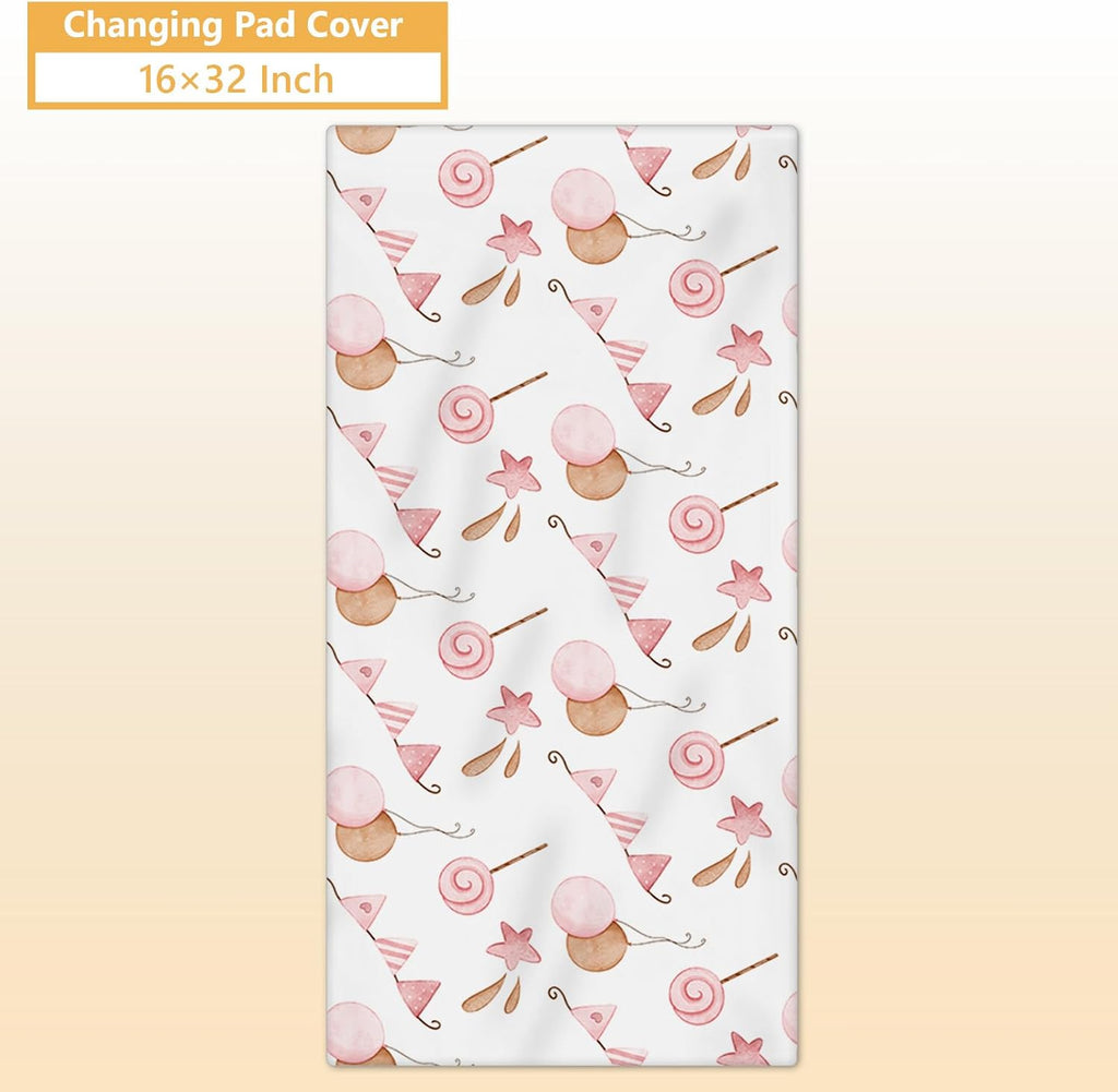 Terwex Custom Crib Bedding Set, 5 Pcs Customized Baby Crib Set with Name, Soft Double Layer Nursery Baby Bedding Set for Girls Boys, Personalized for Infants Toddlers, Pink Moon Bear