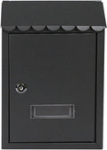 Wall Mount Metal Mail Box, Vintage Post Box with Lock and Cover, Iron Letter Container Home Mailbox Wall Mounted Security, for Families(Black)