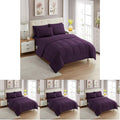 Sweet Home Collection 7 Piece Comforter Set Bag Solid Color All Season Soft Down Alternative Blanket & Luxurious Microfiber Bed Sheets, Purple, Twin (Pack of 4)