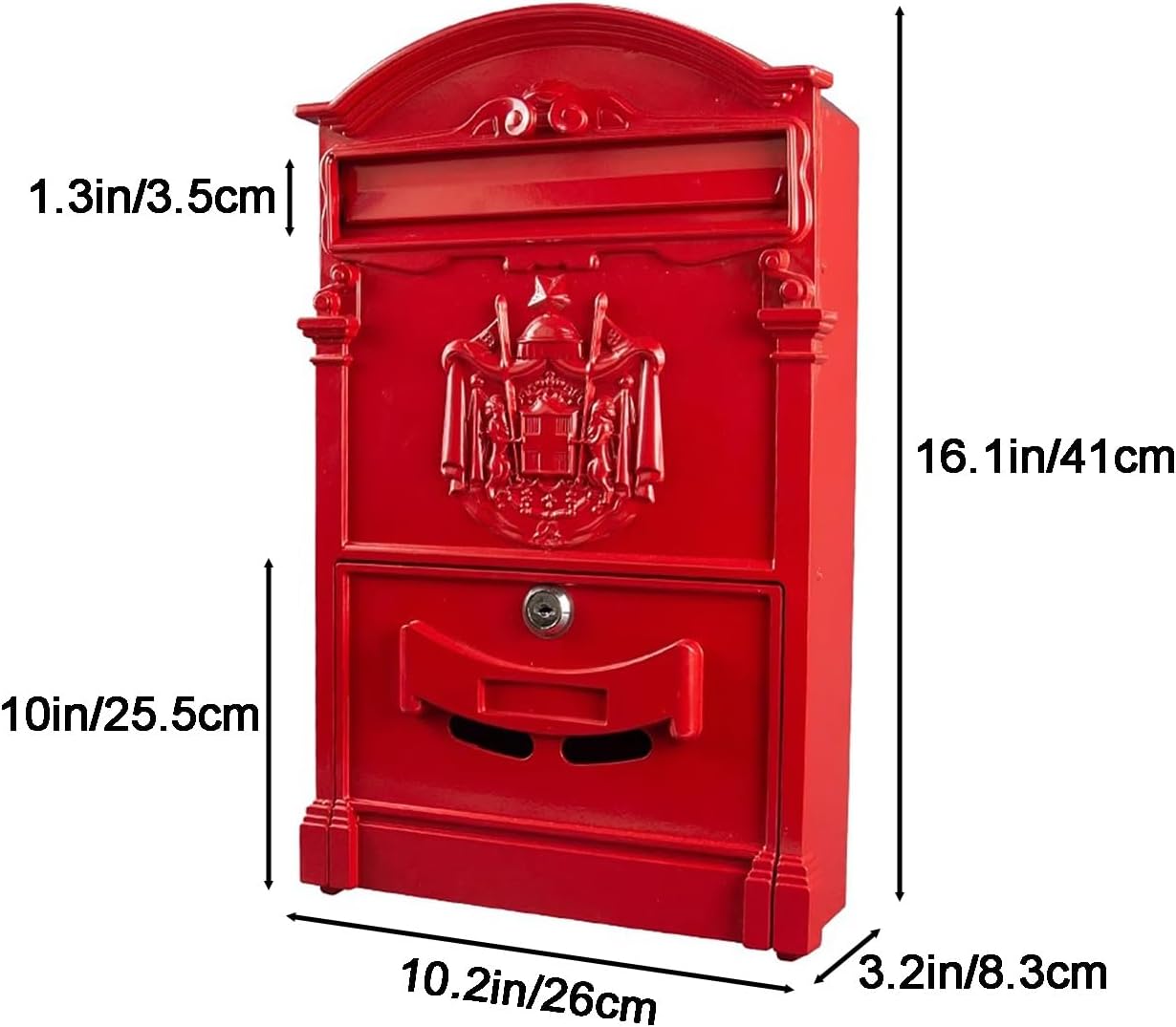 Mailboxes for Outside, Wall Mount Locking Mailbox, Vintage Large Capacity Mail Box, Security Mail Letter Metal Mailbox, for Outside(Red)