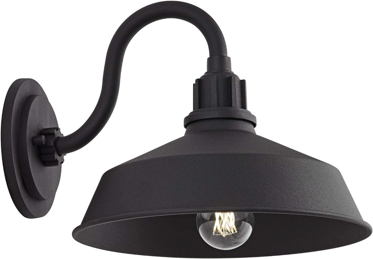 Franklin Iron Works Arnett Rustic Urban Barn Outdoor Wall Light Fixture Smooth Black Aluminum 10 1/2' Gooseneck Arm for Exterior House Porch Patio Outside Deck Garage Yard Front Door Garden Home