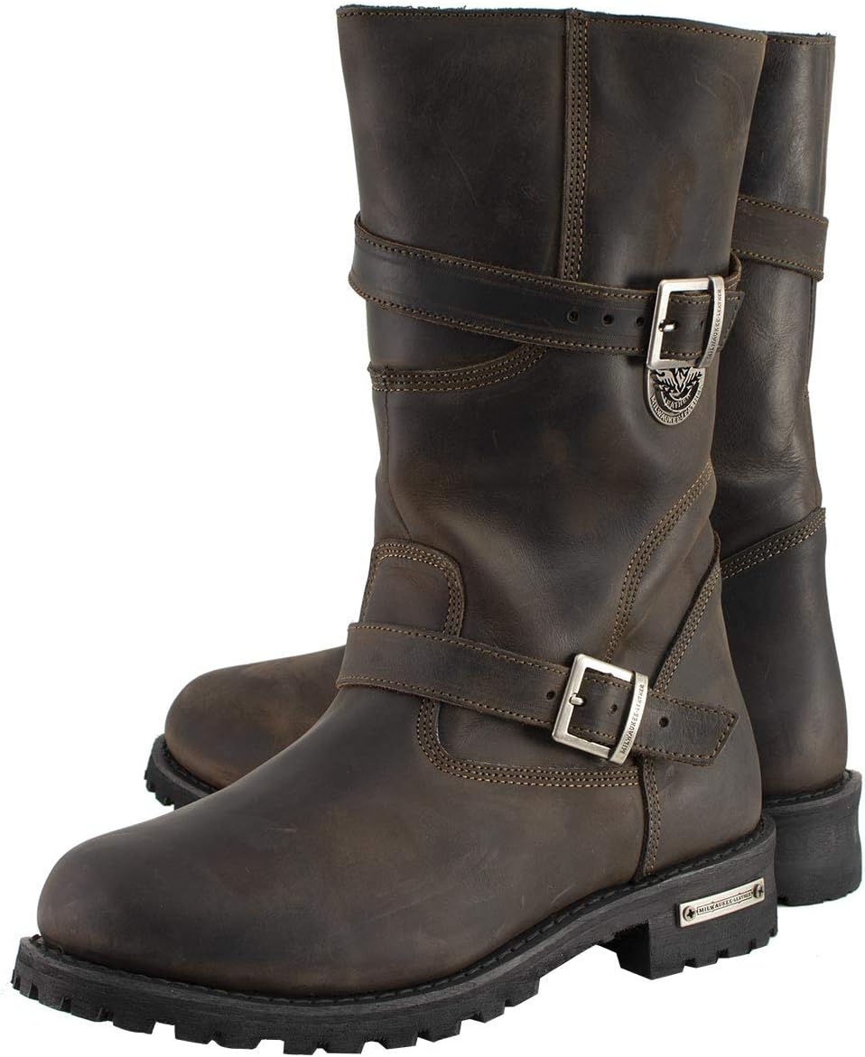 Milwaukee Leather MBM9063 Men's Classic Distressed Brown Leather Motorcycle Engineer Riding Biker Boots - 7