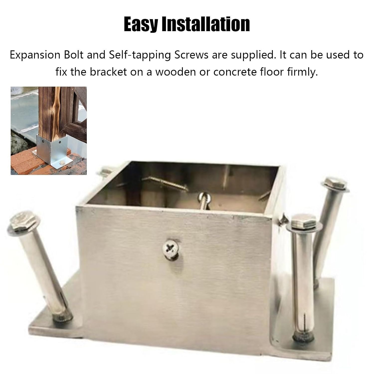1 2 3 4 Pieces Post Base Bracket, Pergola Mailbox Deck Railing Post Wrap/Skirt Anchor Kits 2x2 3x3 4x4 5x5 6x6 7x7 8x8 Inch Square Support Foundation(4 Pack,60x60 mm/2.4x2.4 in)