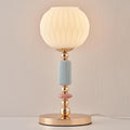 Modern Milk White Glass Table Lamp Bedside Nightstand Lamp Metal Desk Light with Plug Cord Switch for Bedroom Living Room Dining Room