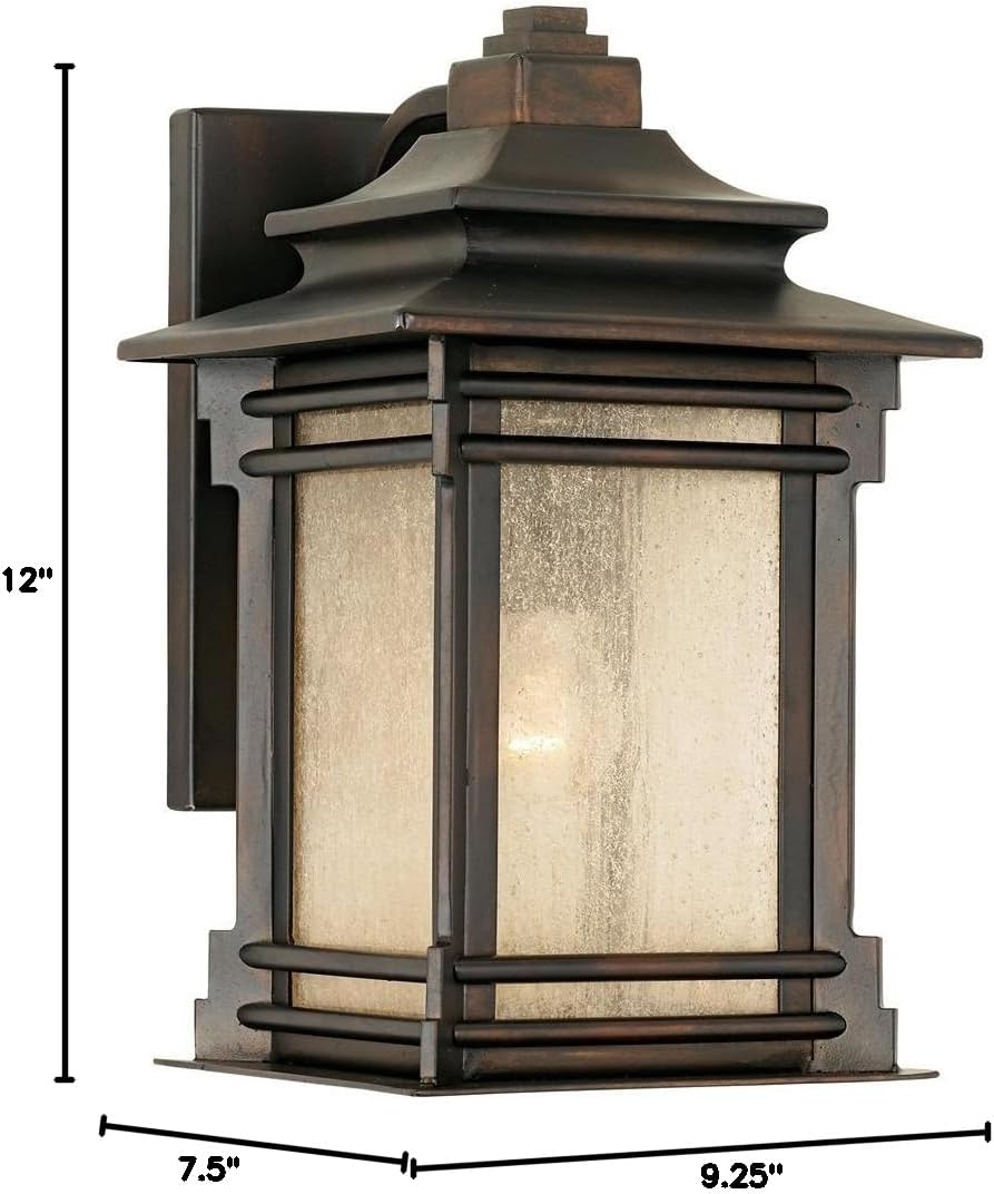Franklin Iron Works Hickory Point Farmhouse Rustic Mission Outdoor Wall Light Fixture Walnut Bronze 12' Frosted Cream Glass for Exterior Barn Deck House Porch Yard Patio Outside Garage Front Door