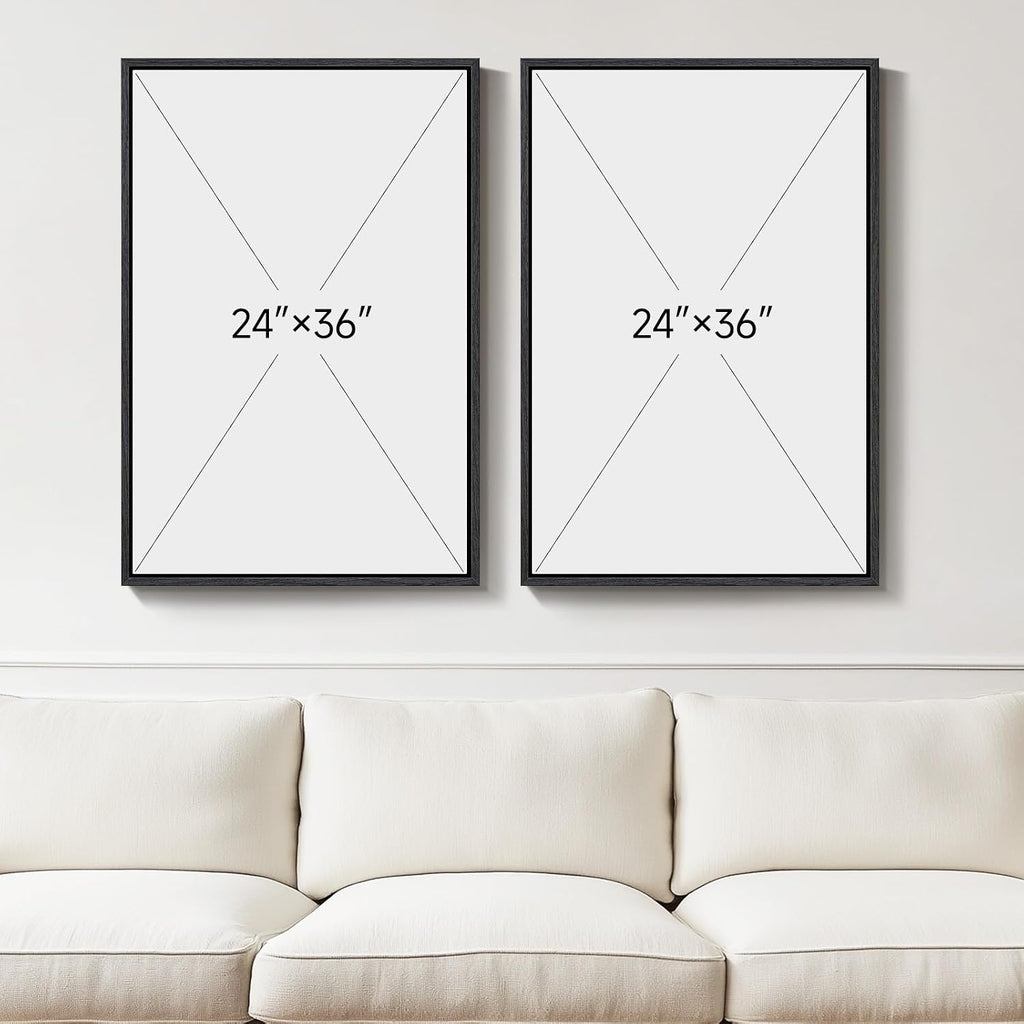 Large Framed Black and White Abstract Wall Art for Living Room, Set of 2 Piece Minimalist Canvas Prints Paintings Artwork for Walls, Modern Black Gold Pictures for Hallway Office Wall Decor Big Size 24x36 In