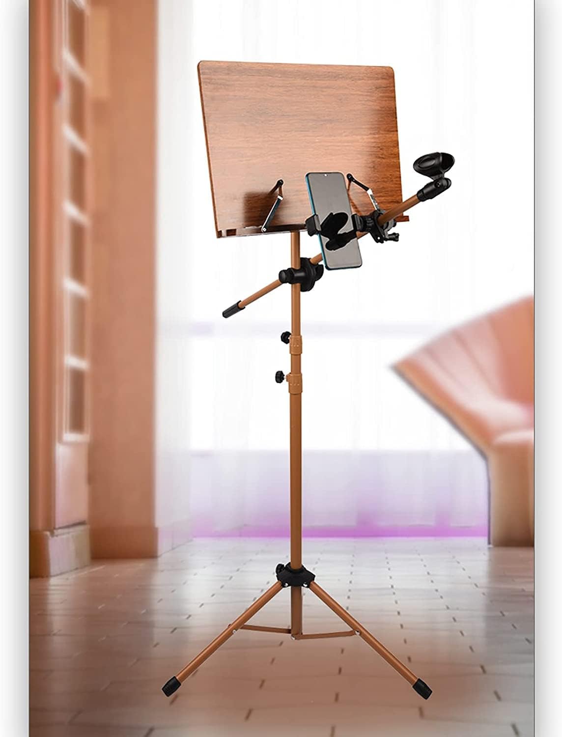 Music Stands Adjustable Height Music Holder Heavy Wooden Sheet Music Stands Violin Guitar Ukulele Sheet Music Book Holder，A