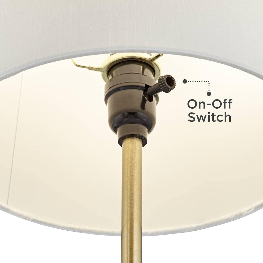 360 Lighting Phoebe Modern Glam Luxury Buffet Table Lamps 28 1/2' Tall Skinny Set of 2 Gold Metal White Tapered Drum Shade Glass Flower Accent Decor for Living Room House Home Dining Entryway
