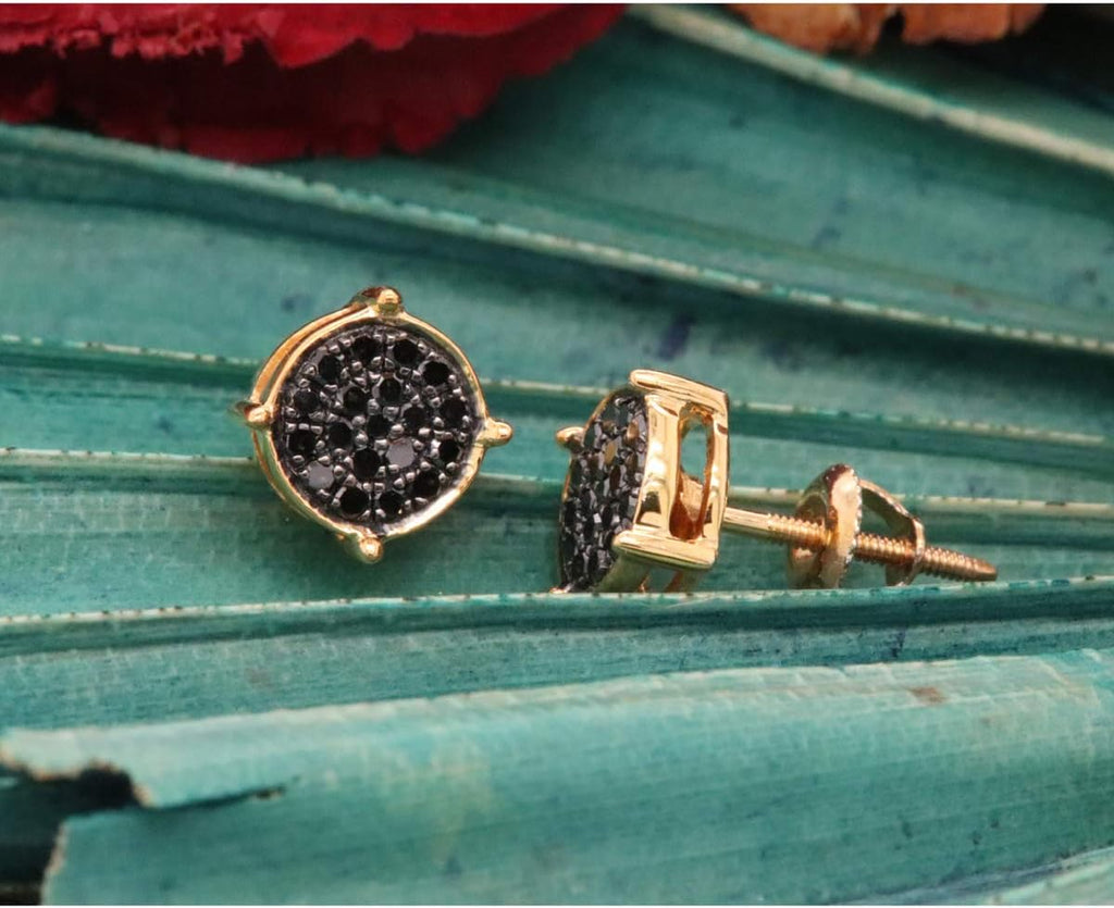 Dazzlingrock Collection - 0.25 Carat (ctw) 18K Gold Plated Sterling Silver Round Black Diamond Ladies Stud Earrings 1/4 CT