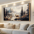 KELIYUAN Large Canvas Wall Decor For Living Room Wall Art For Bedroom Office Murals Landscape Painting Of Elk Mountain Wall Pictures Restaurant Room Modern Home Decoration Wood Framed 24'X48'