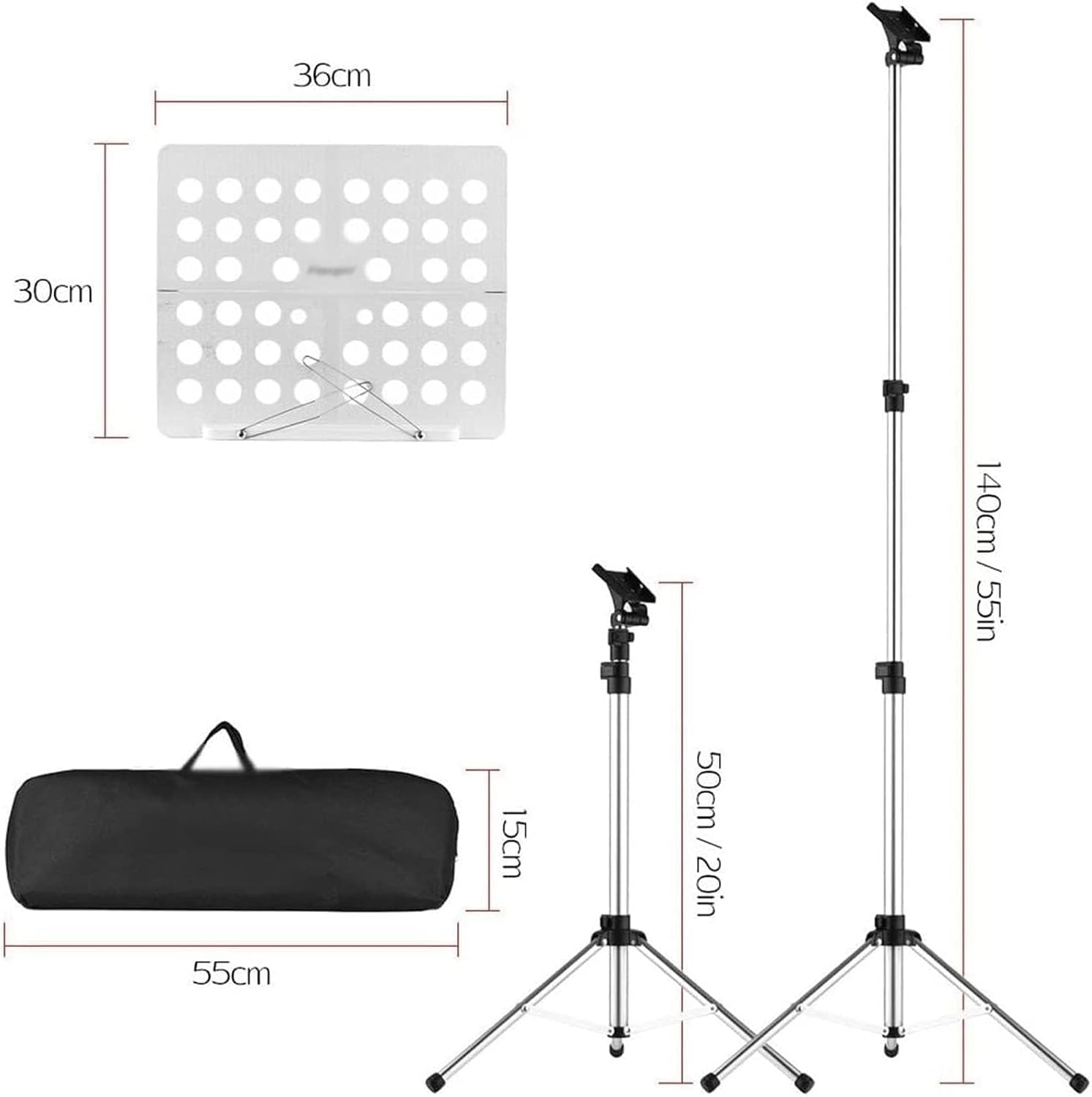 Portable Orchestral Music Stand with Lightweight, Sheet Music Stand Music Stands with Aluminum Alloy Adjustable Height, Music Holder for Violin Guitar Home Book
