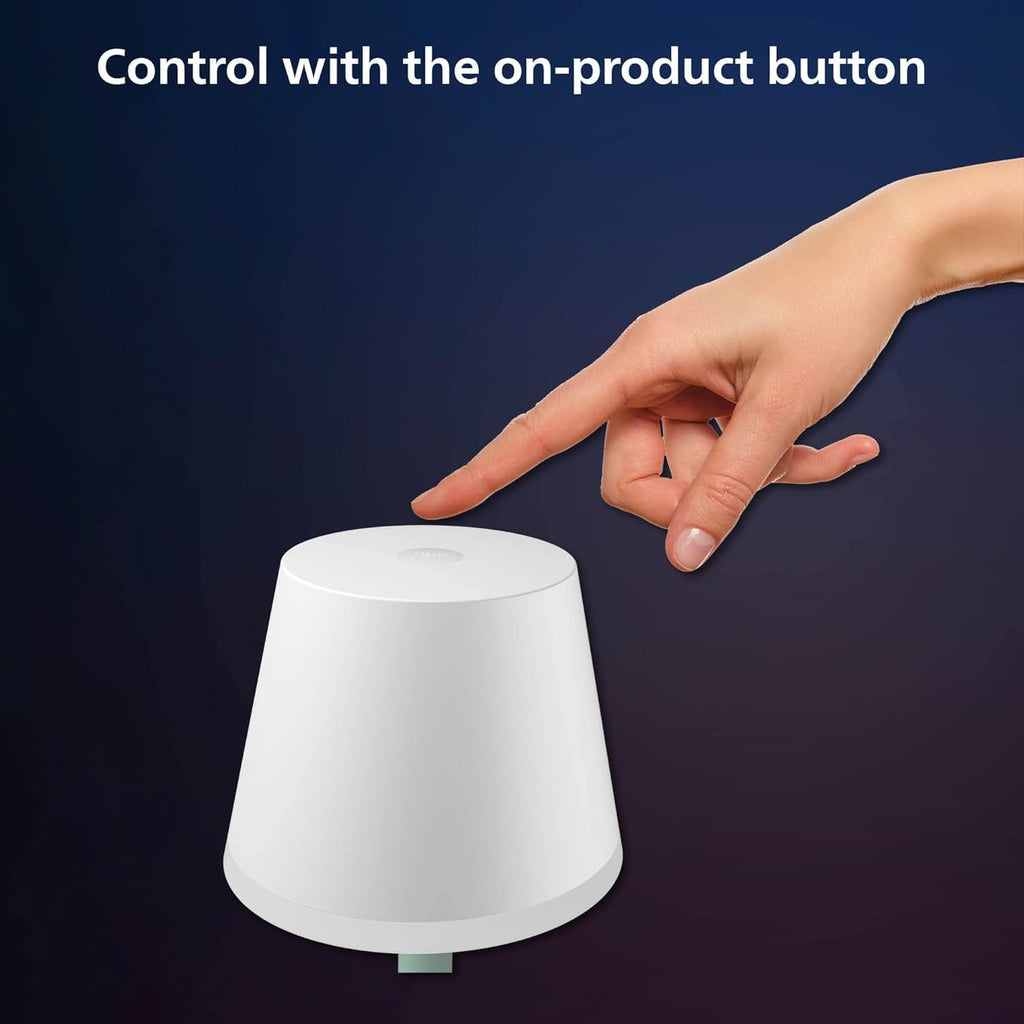 Philips Hue Go Smart Portable Table Lamp, White - White and Color Ambiance LED Color-Changing Light - 1 Pack - Indoor and Outdoor Use - Control with Hue App or Voice Assistant