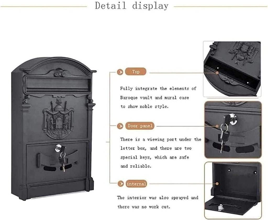 JYDQM Suggestion Box Drop Box Donation Box Vintage European Mailbox Aluminum Mail Box Post Box Secure Letterbox Parcel Box Drop Box (Color : C)