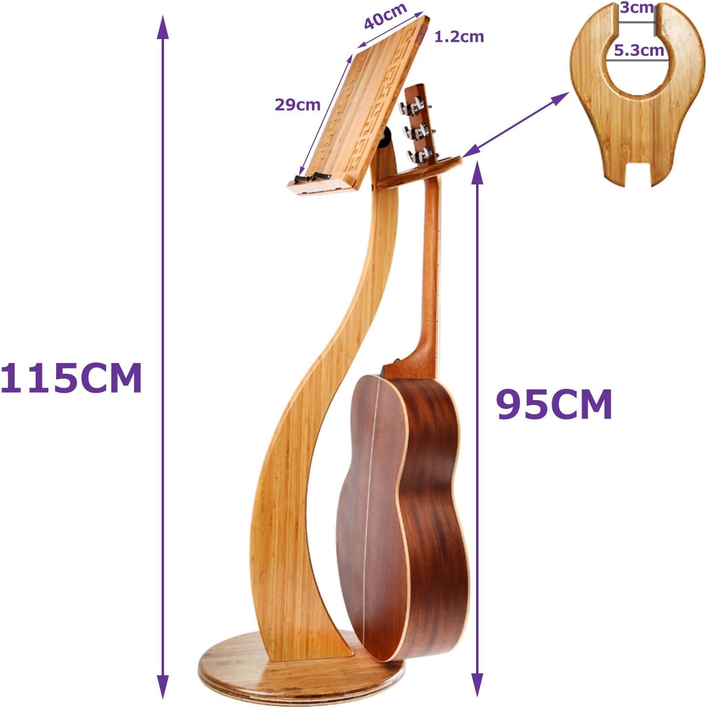 Sheet Music Stand, Orchestral Wooden Music Stand, with Violin Guitar Hanger, Wood Station for Conductors, Professional Music Book Holder, 340° Flip Design, Deta