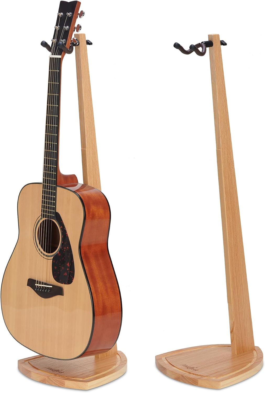 Dual Guitar Stand, 2 Pack Acoustic Stand for 2 Electric, Bass, Mandolin, Red Oak Wooden Double Guitar Floor Holder for Home Decor, Studio Display, Wood Instrument Floor Holder, Gifts for Men