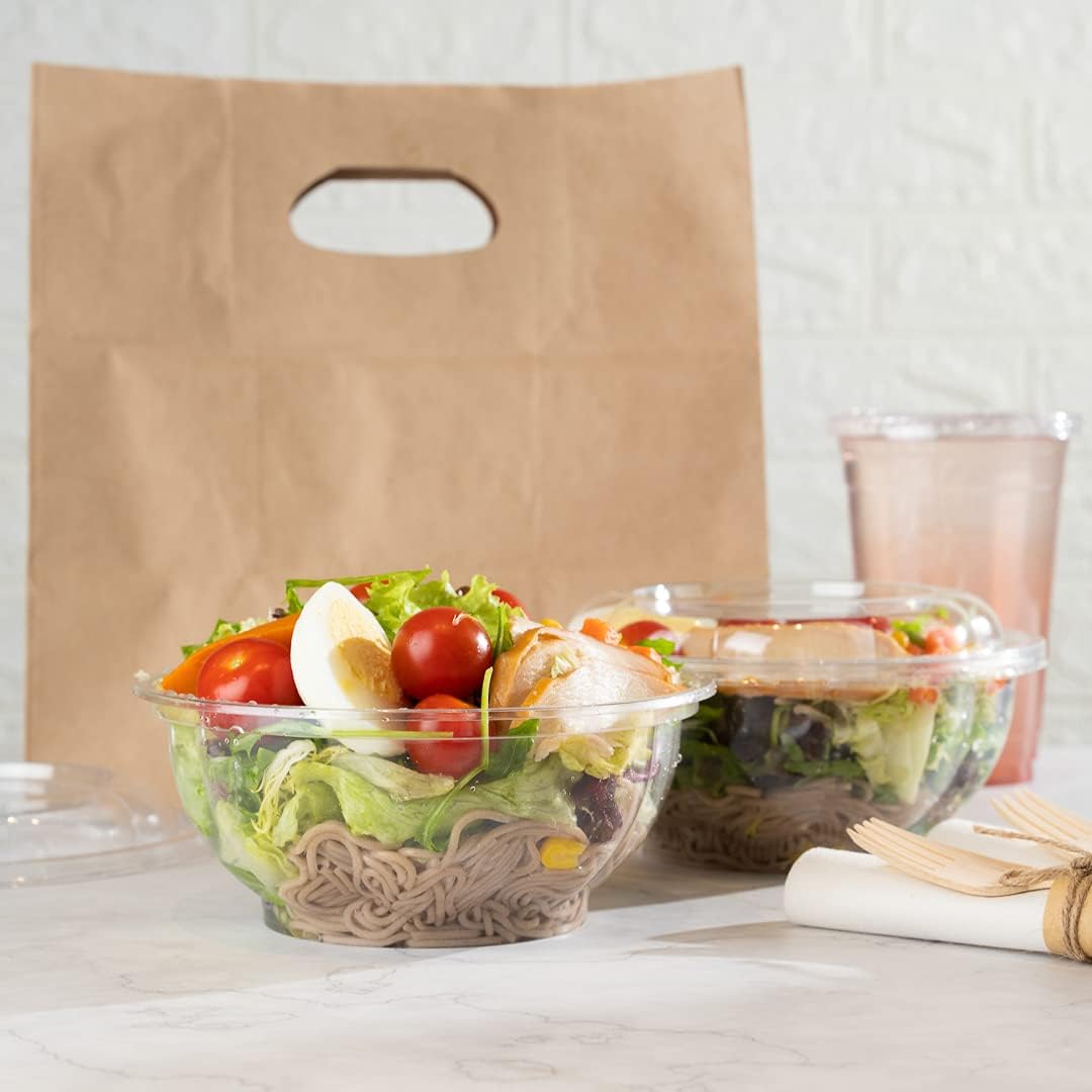 Restaurantware-Thermo Tek 32 Ounce Disposable Salad Bowls, 500 Round Deli Bowls - Avoids Cracks And Leaks, Sustainable, Clear Plastic Salad Container Bowl, For Cold Foods, Lids Sold Separately