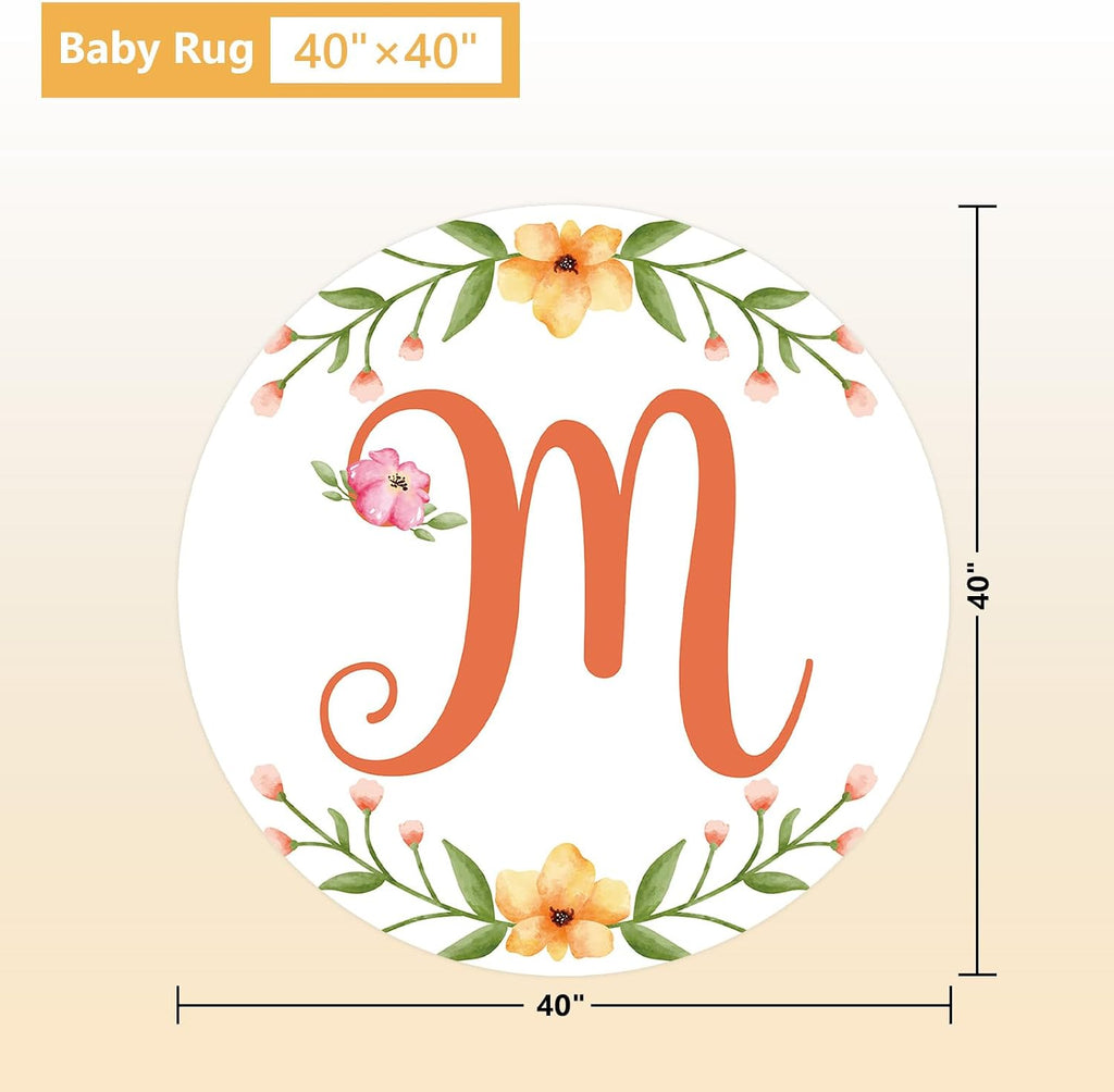 Terwex Custom Baby Bedding Set - 5 Pcs Customized Nursery Bedding Set with Name - Comfortable Double Layer Crib Sets for Girls Boys - Personalized Gifts for Toddler Infant New Parents - Orange Flowers