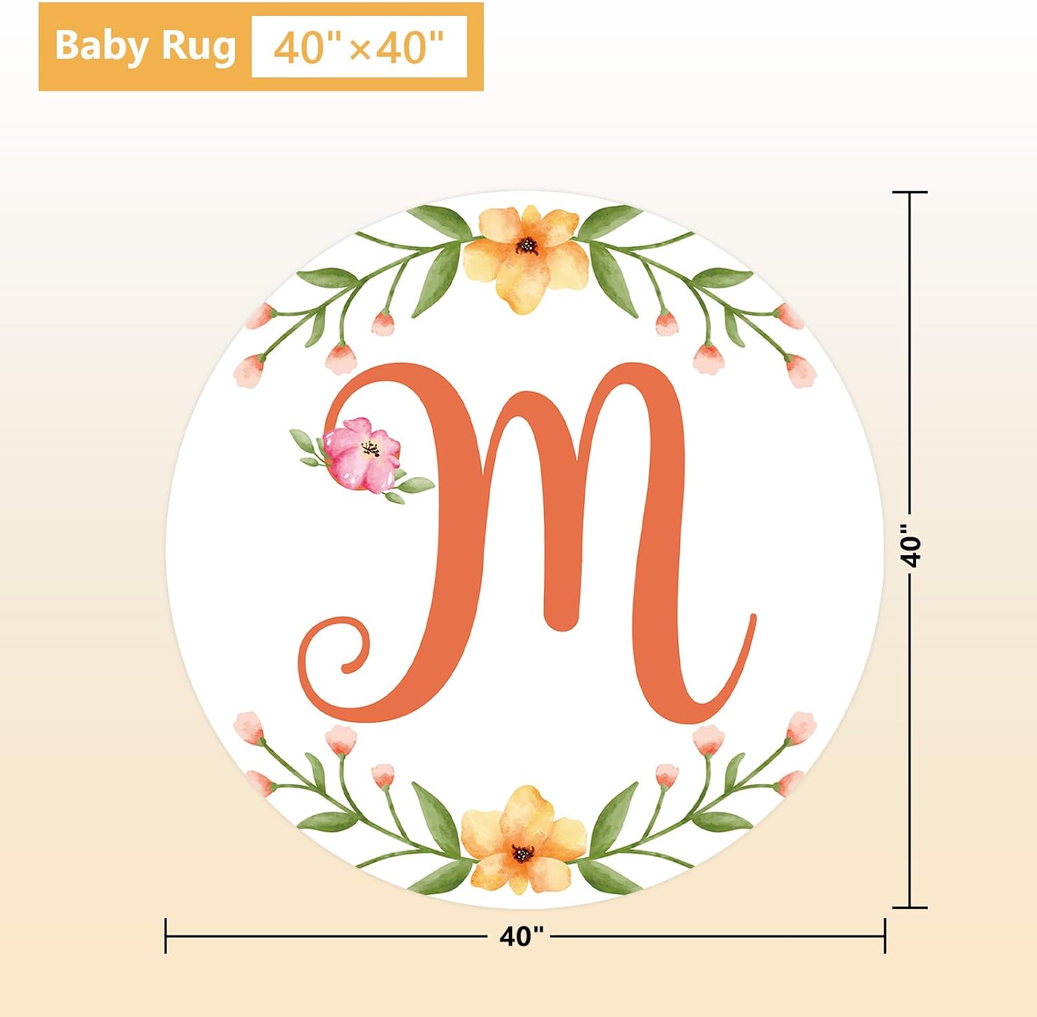 Terwex Custom Baby Bedding Set - 5 Pcs Customized Nursery Bedding Set with Name - Comfortable Double Layer Crib Sets for Girls Boys - Personalized Gifts for Toddler Infant New Parents - Orange Flowers