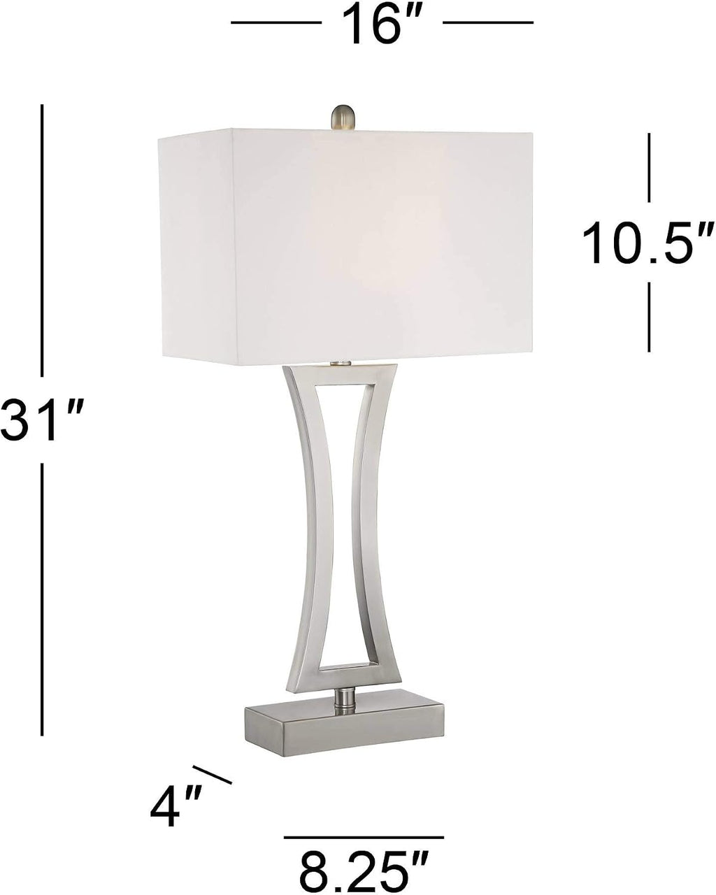 360 Lighting Roxie Modern Table Lamps 31' Tall Set of 2 Brushed Nickel Silver Metal Off White Fabric Rectangular Shade for Bedroom Living Room House Bedside Nightstand Home Office Entryway
