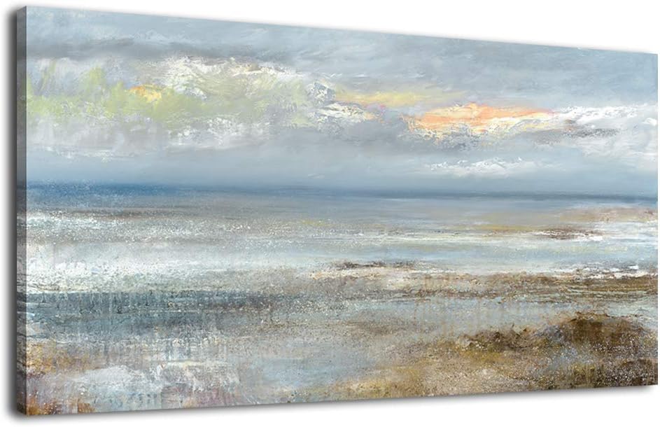 Abstract Wall Art Large Canvas Pictures Modern Blue Ocean Artwork on Canvas Prints Wall Decoration for Living Room Bedroom Bathroom Kitchen Office Home Wall Decor Framed Ready to Hang 29' x 58'