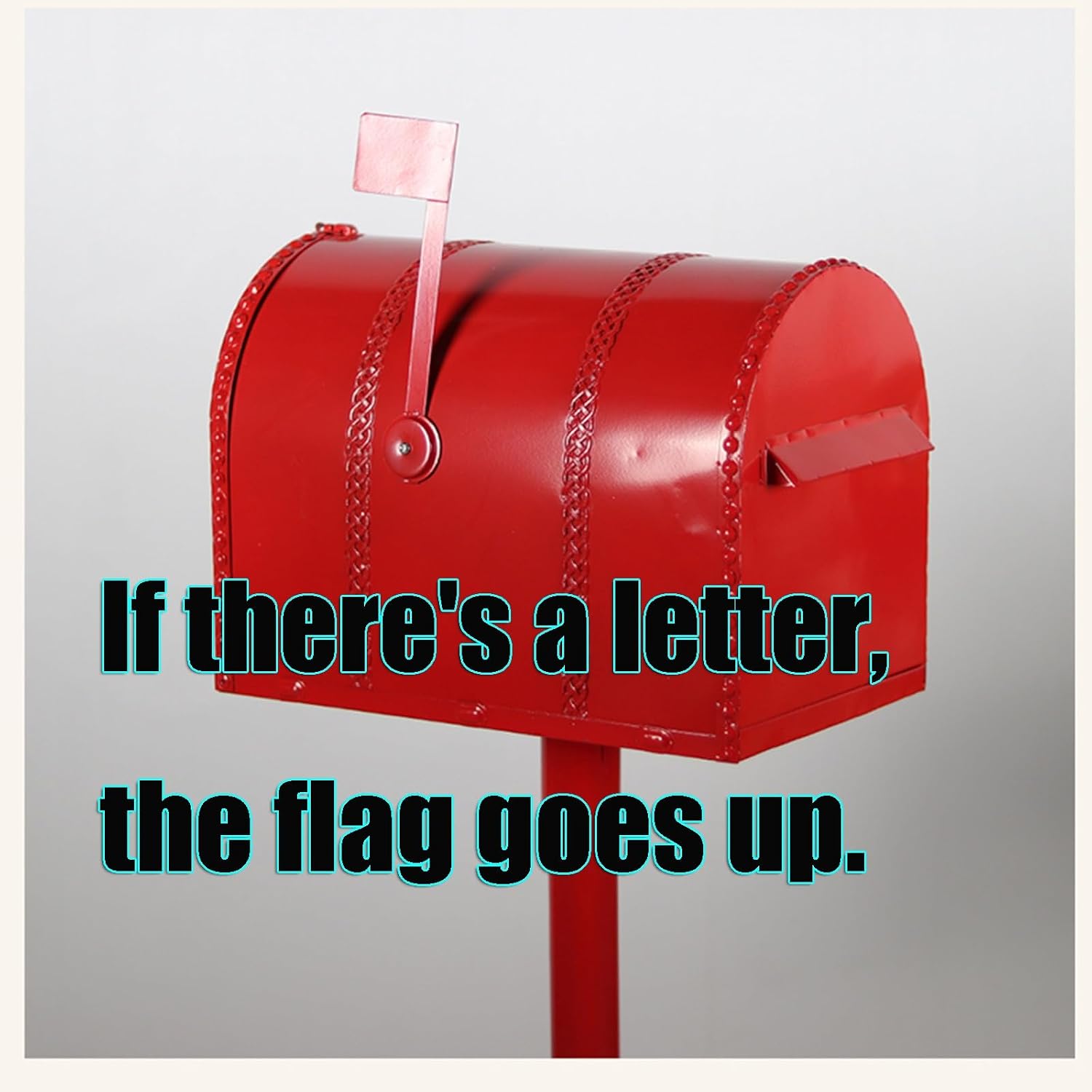 Handmade Iron Mailbox Outdoor Rainproof Mailboxes Flip-top Send Opening Full-Open Door Design Vertical Parcel Boxes with Rod
