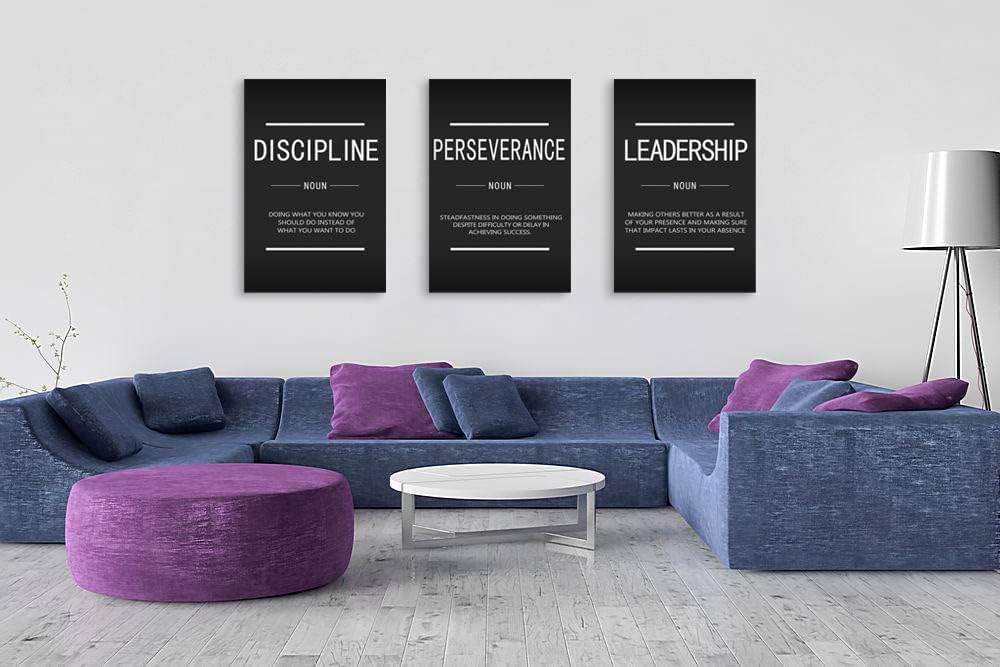 Motivational Canvas Office Print Wall Art Inspirational Picture Discipline Perseverance Leadership Noun Poster Painting Inspiring Artwork for Home Living Room Office Decor Ready to Hang[72''Wx 36''H]
