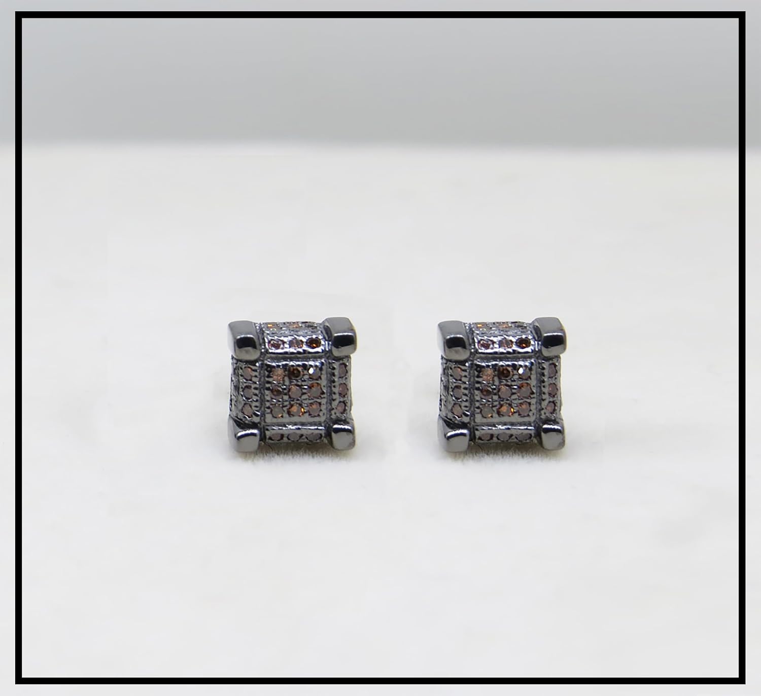 Dazzlingrock Collection 0.25 Ctw Round Blue or Red Natural Diamond 7mm Cube Hip Hop Studs in Black Plated 925 Sterling Silver, Unisex Design Ladies,Mens Real Diamond Earrings