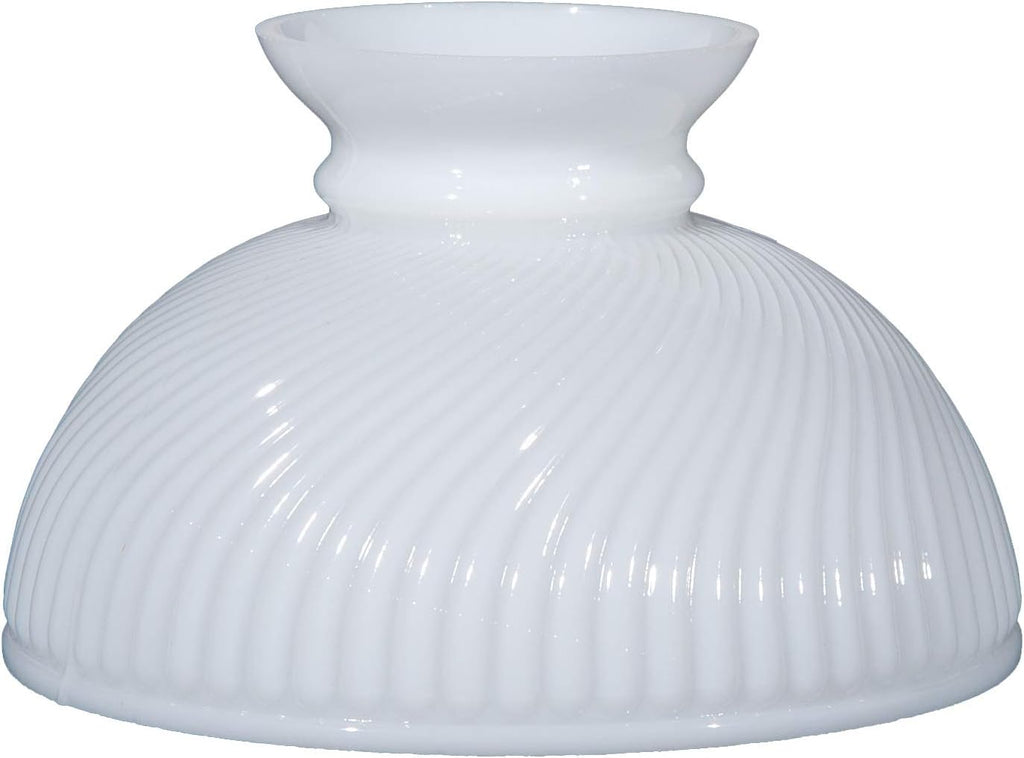 B&P Lamp® 10' Opal White Swirl Ribbed Student Lamp Shade with Plain Top