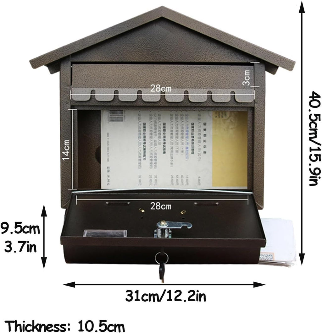 Wall Mount Mailboxes, Rust Resistant Locking Wall Mailbox for Outside, Galvanized Steel and Aluminum Stamping Process, Outdoor Decoration