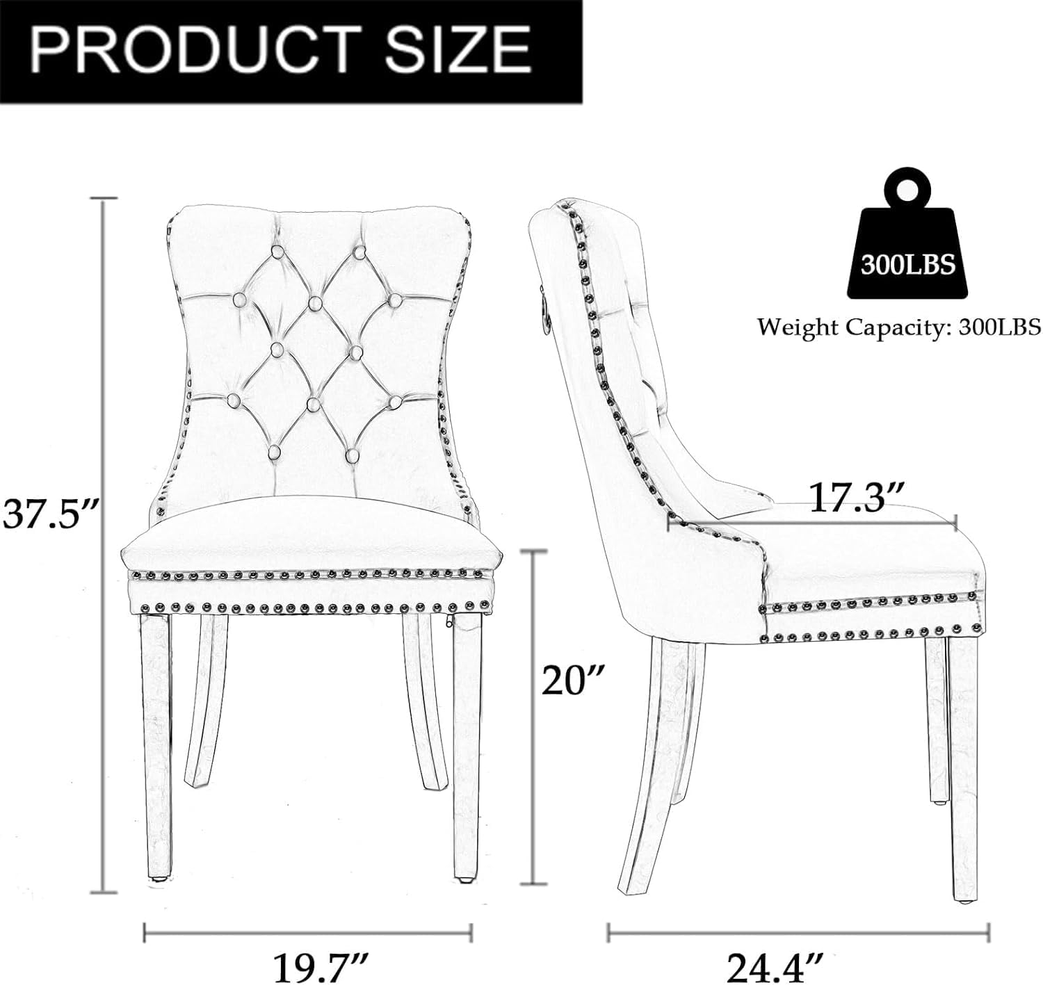 2 Piece Contemporary Velvet Upholstered Dining Chair with Chrome Stainless Steel Plating Legs, Nail Head Decro, Armless Tufted Dining Chair Fabric Dining Room Chair (Blue&Silver, Set of 2)