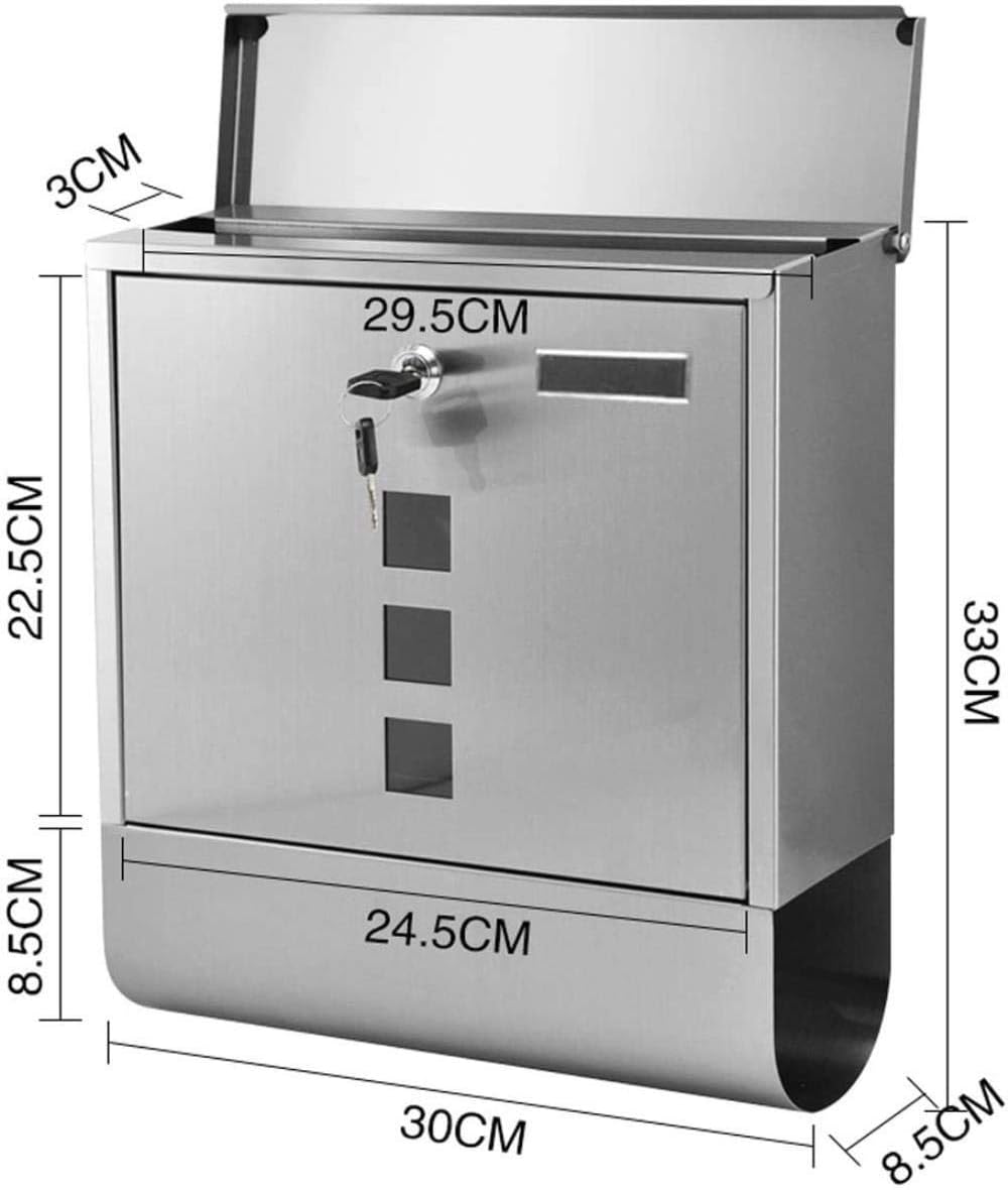 Mailbox Postbox Stainless Steel Room Wall Waterproof Suggestion Box Inbox Post
