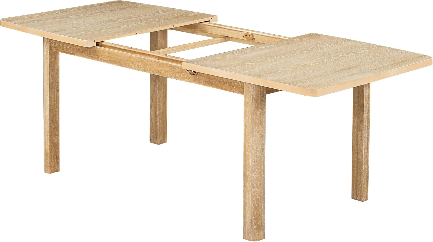 9-piece Rustic Extendable Dining Table Set with 24'' Removable Leaf, 6 Upholstered Rivet Decoration Armless Dining Chairs and 2 Arm Chairs, Wood Kitchen Dining Set for 8, Curved Top (Natural-9S)