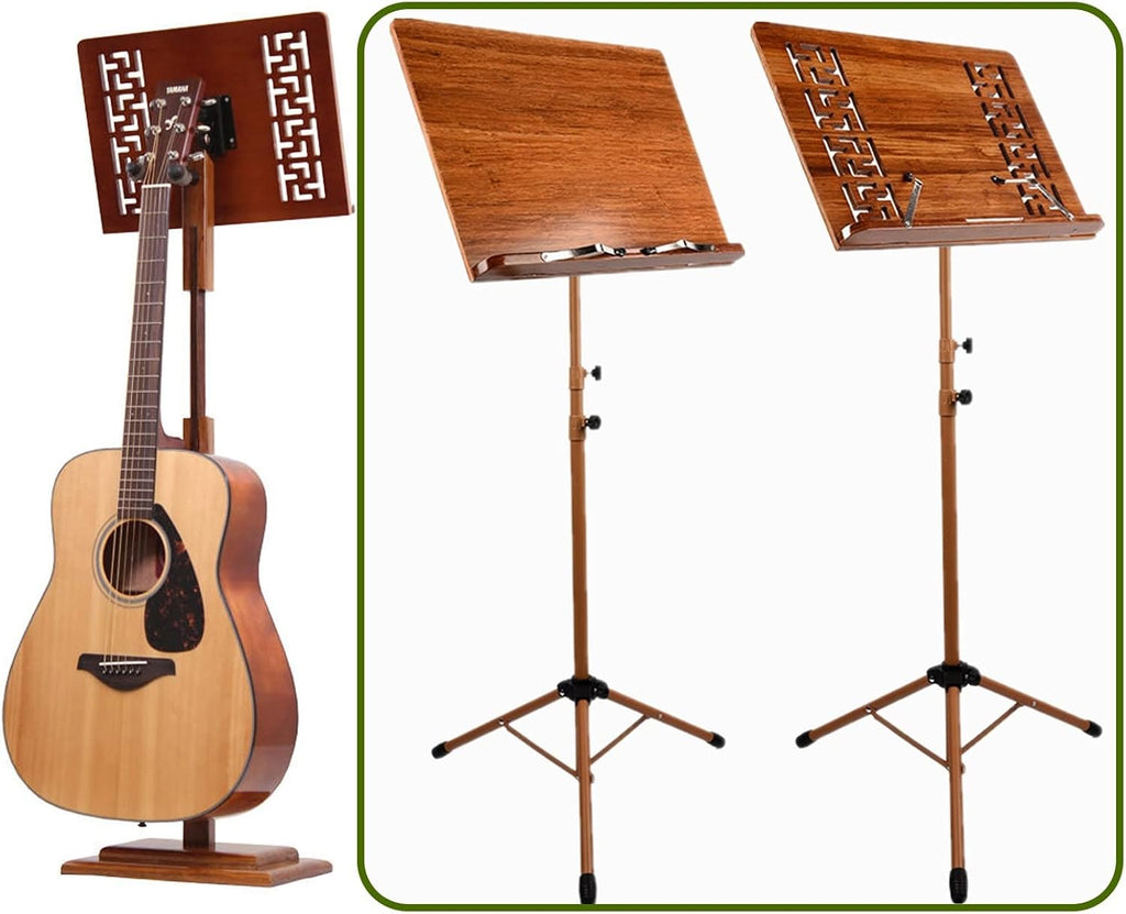 Solid Wood Guzheng Music Stand, Music Stand, Tripod Support Feet Provide Greater Stability, Can Be Used Sitting Or Standing, Sheet Music Stand with Violin Hange