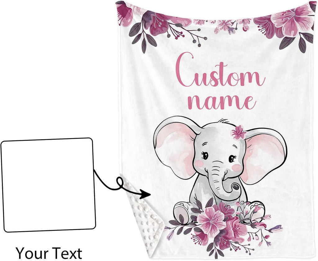 TOOTANN Custom Baby Crib Bedding Set, 5 Pcs Personalized Name Baby Crib Sheets for Kid Toddler Infant, Purple Floral Little Elephant Nursery Bedding Set