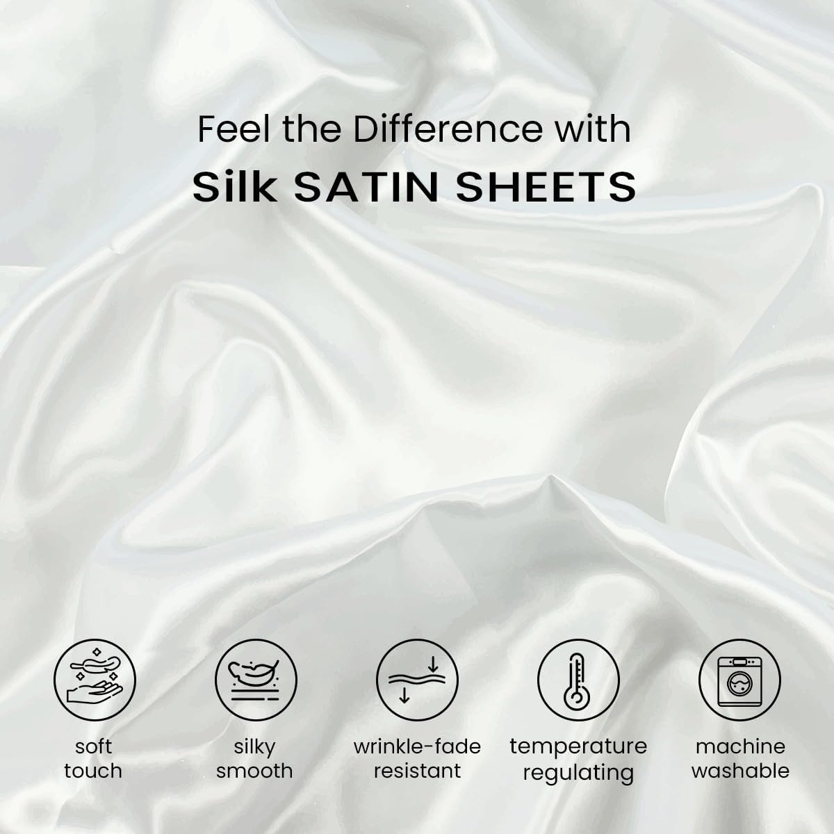 100% Pure Silk Satin Sheet Set 7pcs, Deep Pocket Fitted Sheet, Flat Sheet, Duvet Cover & Pillowcases Set|Cool Soft Sheets|Wrinkle Free, Fade Resistant|Twin, Dark Ivory