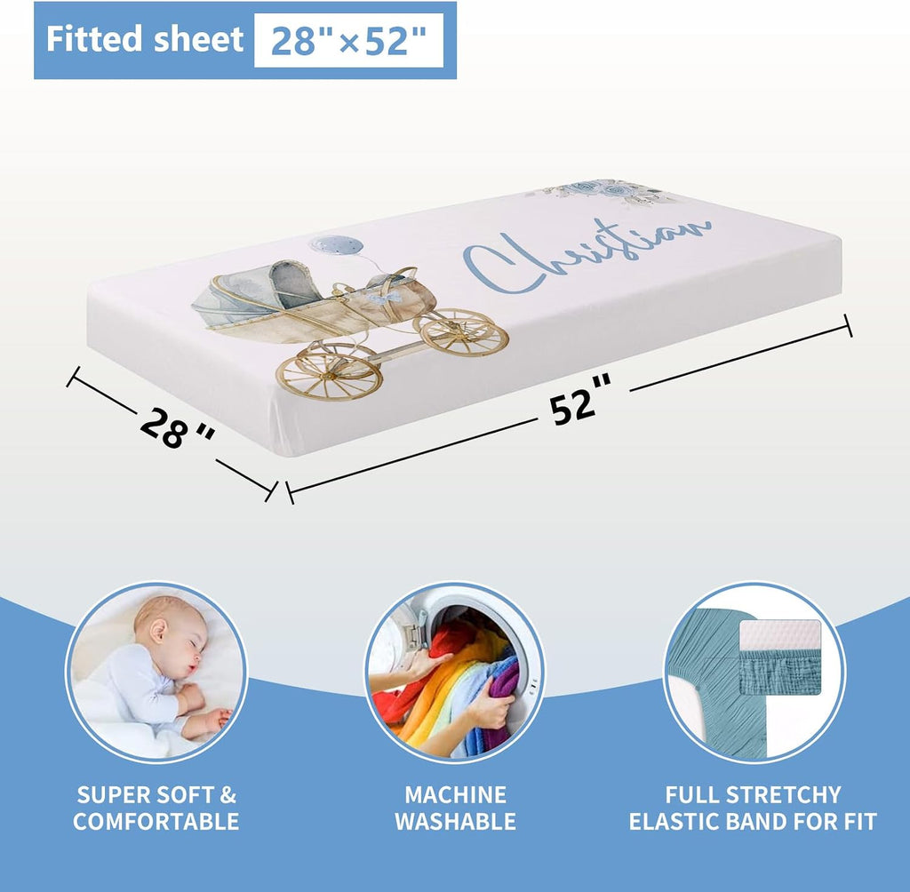 KAINSY Custom Crib Bedding Set 5 Piece for Girls Boys – Personalized Brown Bear Theme, Newborn Sleep Set, Nursery Decor, Toddler Room Essentials, Baby Room Accessories, Baby Gift