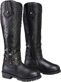 Milwaukee Leather MBL9371 Women's Black 18-Inch Leather Studded and Riveted Western Style Motorcycle Boots - 5
