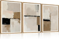 HPINUB Large Modern Abstract Framed Canvas Wall Art Set,Geometric Line Black White and Beige Textured Wall Decor Neutral Gray Minimalist Art Print for Living Room,Bedroom,Office -24'x36'x3