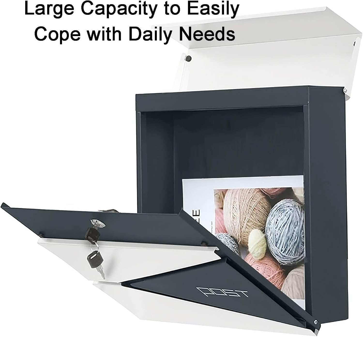 Mailboxes for Outside, Locking Wall Mount Mailboxes, Large Capacity Metal Mailbox, for Outside, Home, Office Business(Gray)