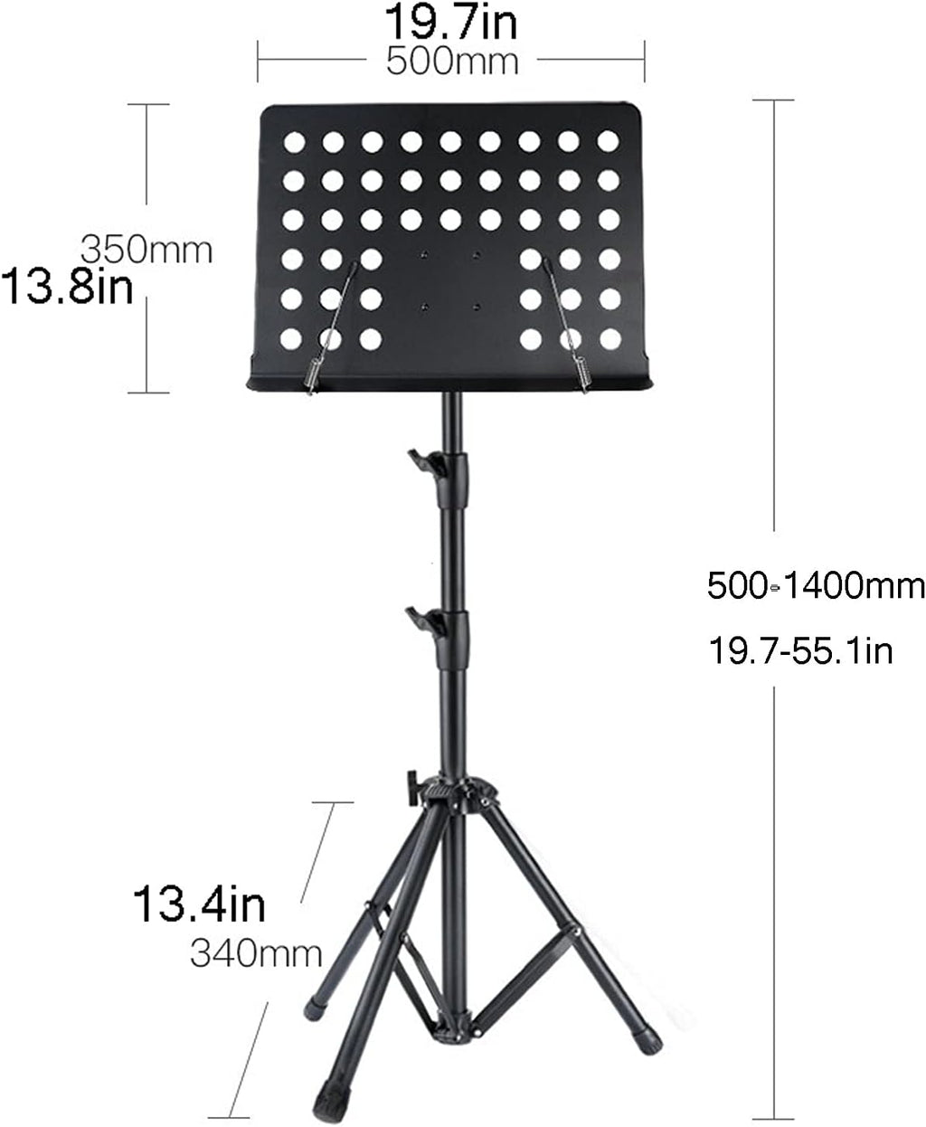 Music Stands Sheet Music Stand Folding, Portable Adjustable Music Stand for Guitar Players, Violin Players, Metal Tripod Stand, Music Clip Holder Musical Instruments(Black)